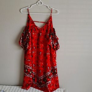 Floral red mini dress, size Large